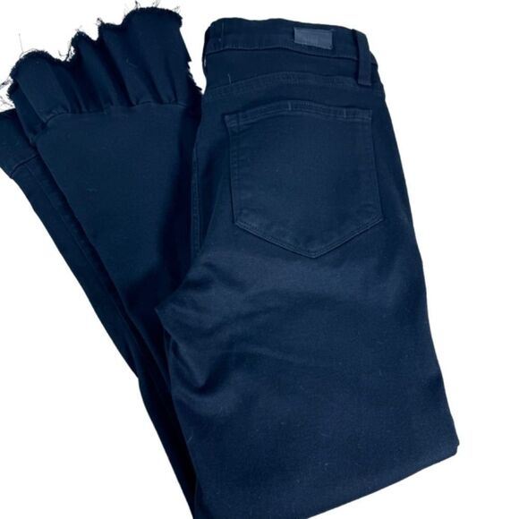 PAIGE Hoxton Shadow Black Straight Curved Ruffle Hem Jeans Sz 27 - Picture 6 of 13